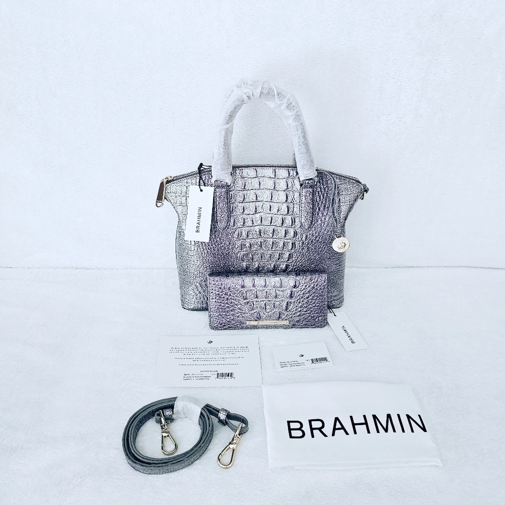 NWT Brahmin PURPLE GLITTER Medium Duxbury w/Ady Waller